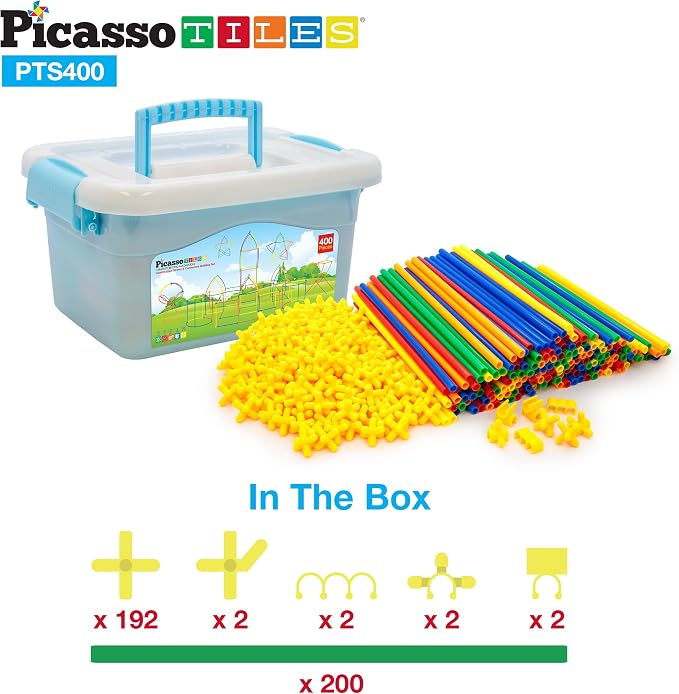 PicassoTiles 400 Piece Straws and Connectors, STEM Construction Set Ages 3+ - Image 6