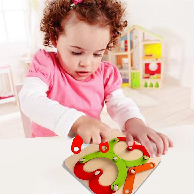 kizh Wooden Letter and Number Construction Activity Set Educational Preschool Toys Shape Color Recognition Pegboard Sorter Set Board Blocks Stack Sort for Toddler Kids Boys Girls Toy - Image 7