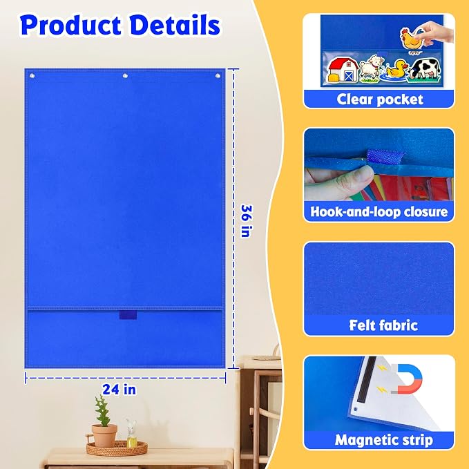 Large Felt Board for Toddlers, 24"x36" Felt Letter Board with Magnetic Strips & Grommets, Felt Bulletin Board Perfect for Interactive Storytelling & Play-Based Learning at Home or in the Classroom - Image 5