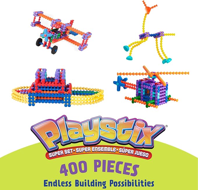 POPULAR PLAYTHINGS Playstix, Super Set 400 Piece, Building Sticks Kit - Image 3
