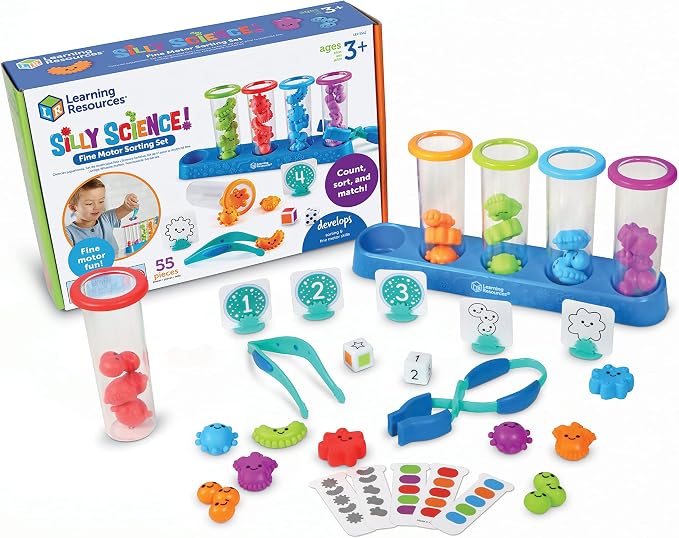 Learning Resources Silly Science Fine Motor Sorting Set - 55 Pieces, Age 3+ Educational Toy, Preschool Fine Motor Skills, PreK Manipulatives by LearningResources