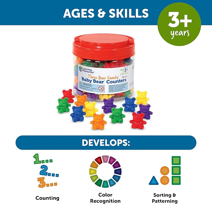 Learning Resources Baby Bear Counters - 102 Pieces, Ages 3+ | Grades Pre-K+ Toddler Learning Toys, Counters for Kids, Counting Manipulatives, Teddy Bear Counters - Image 5
