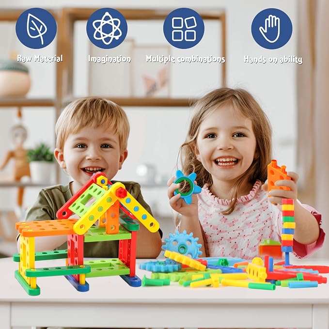 KUTOI Screw Building Blocks - 92 Pcs Kids Games - Sensory Construction Toy - STEM Toy for Preschool Learning Activities ， Perfect Educational Building Toys for Boys and Girls 3 Above - Image 4