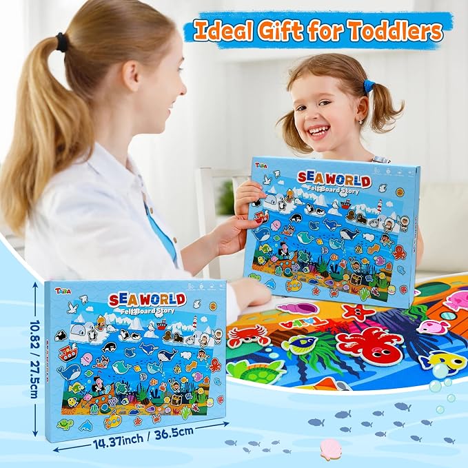 Taika 70Pcs Ocean Creatures Felt Story Board Set, 43x28inches Flannel Board - Image 6