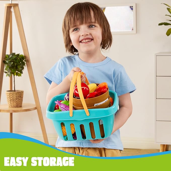 JOYIN Learning Toys Play Food Set for Kids, Cutting Food for Preschool Activities, Play Kitchen Accessories, Educational Toys, Color Sorting Set for Boys & Girls, Back to School Gifts for Kids - Image 6