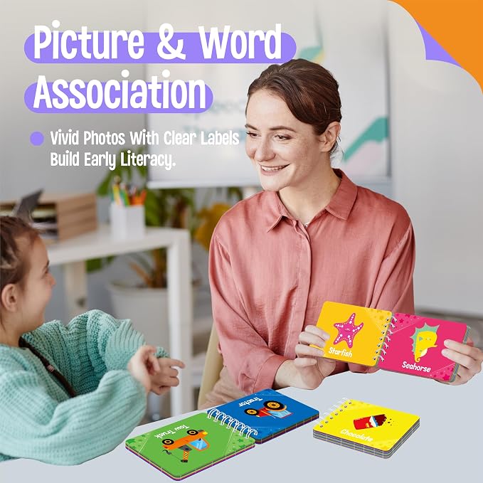 4 Early Learning Flipbooks, Double-Sided Mini Book Set - Animals, Foods, Vehicles, Daily Items, Early Educational Language Learning Tool for Kids - Image 5