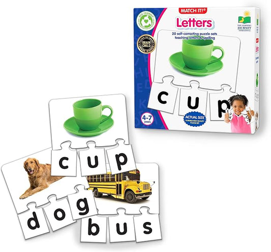 The Learning Journey: Match It! - Letters - 20 Piece Self-Correcting Spelling Puzzles for Three Letter Words with Matching Images - Learning to Read Games for Ages 4 and Up - Award Winning Toys by TheLearningJourney