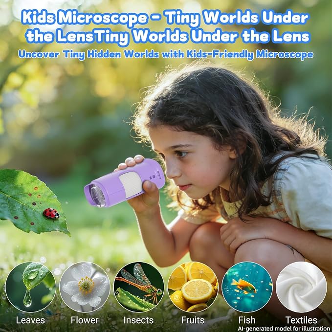 1000X Handheld Microscope for Kids: Pocket Digital Microscope with 2.0''IPS Screen&Photo/Video - Portable Edu Science Kits for Girls Boys - STEM Toys Birthday Gifts Ages 3-6 6-12(Purple) - Image 5