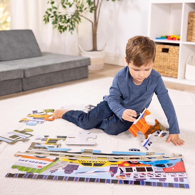 Melissa & Doug Traffic Jam Jumbo Floor Puzzle (24 Pieces, 2 x 3 Feet), Vehicle-Themed Jigsaw Puzzle for Preschoolers and Kids Ages 3+ - FSC Certified - Image 2