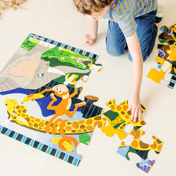 Melissa & Doug Safari Social Jumbo Floor Puzzle (24 Pieces, 2 x 3 Feet), Jigsaw Puzzle for Preschoolers and Kids Ages 3+ - FSC Certified - Image 2