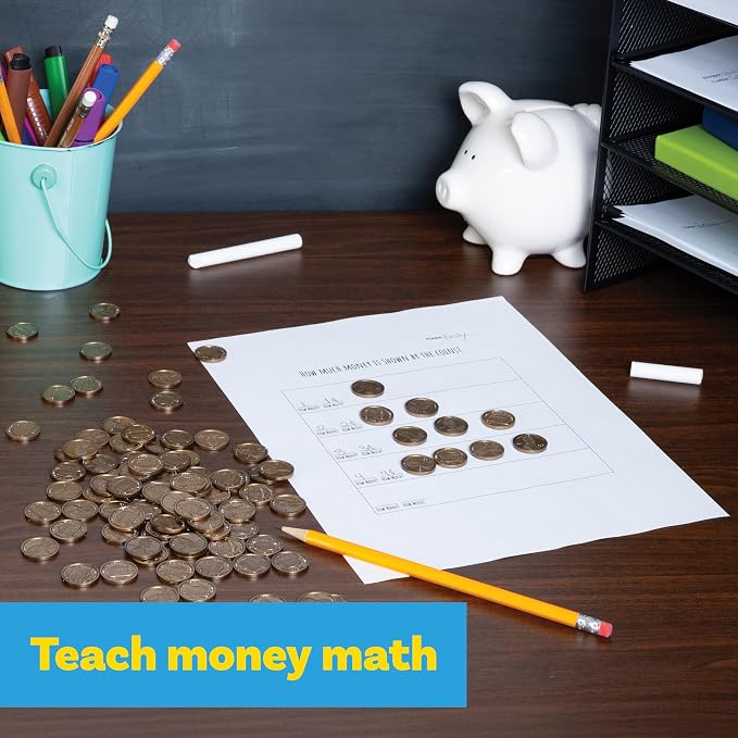 LEARNING ADVANTAGE Play Pennies - Set of 100 Plastic Coins - Designed and Sized Like Real US Currency - Teach Money Math With This Pretend Play Resource - Image 4