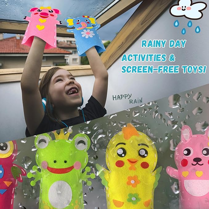 Animal Hand Puppet Crafts Kit for Kids 8pcs Sewing Kits for Girls 4-9 Felt DIY Sewing Projects Toddler Activities Story Telling Pretend Play Party Favors Toys