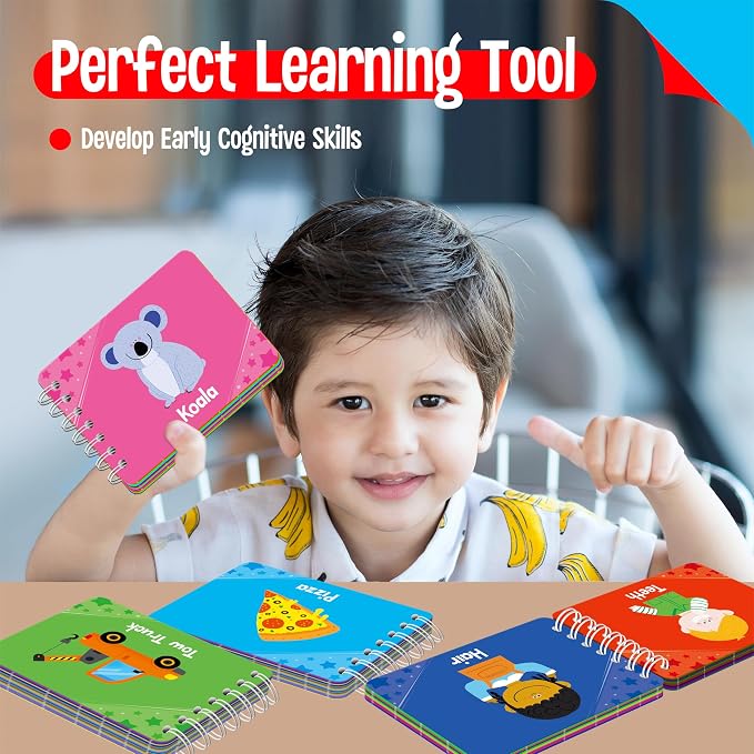 4 Early Learning Flipbooks, Double-Sided Mini Book Set - Animals, Foods, Vehicles, Daily Items, Early Educational Language Learning Tool for Kids - Image 6