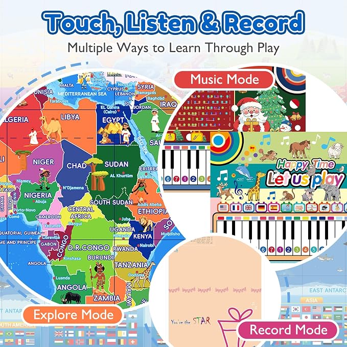 Goldge Interactive World Map for Kids Ages 5-12 with Talking Pen - Image 5