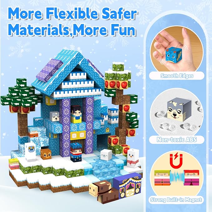 200pcs Magnetic Blocks, Magnetic Building Cubes Sets for Kids Ages 4-8 - Image 3