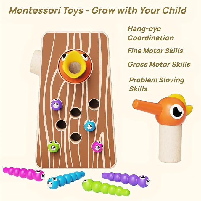 Montessori Wooden Bird Feeding Game Toys for Boys and Girls Aged 2-4 - Image 6