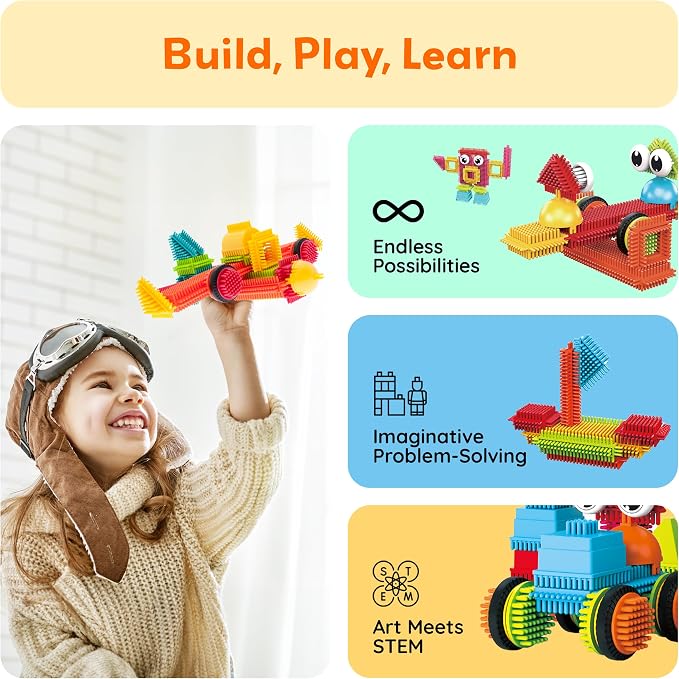 PicassoTiles Toys 112 Piece Hedgehog Blocks STEM Building Tiles Set Construction Learning Toy Stacking Interlock Block, Creativity Beyond Imagination, Inspirational, Recreational, Educational PTB112 - Image 4