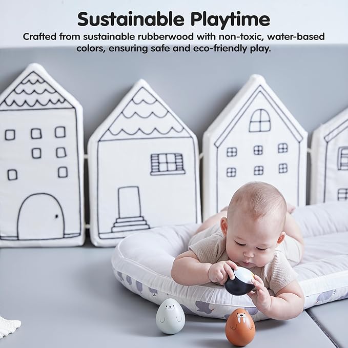 PlanToys® Seal Wobbler Wooden Sensory Wobble Toy | Montessori Balance & Cause-and-Effect Activity for Coordination, Focus & Visual Development | Eco-Friendly Educational Toy
