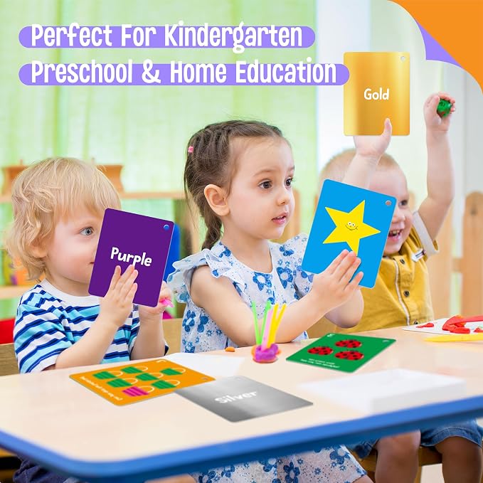 Color & Shape Flashcards, 50 Double-Sided Cards (30 Colors & 20 Shapes) Colorful Cards Educational Learning Tools for Preschool and Toddlers (3 Reclosable Rings Attached) - Image 6