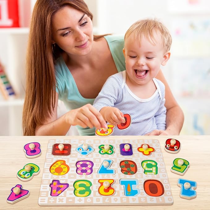 SYNARRY Wooden Puzzles for Toddlers 1-3, 6XSET Puzzles for Toddlers 2-4 with Rack, Learning Alphabet Number Animal Dinosaur Vehicle for Kids, Education Toys for 2 3 Years Boys Girls - Image 6