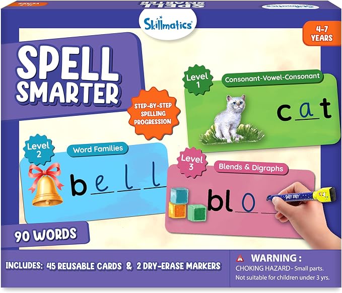Skillmatics Spell Smarter Flash Cards – Back to School, Phonics & Spelling by Skillmatics