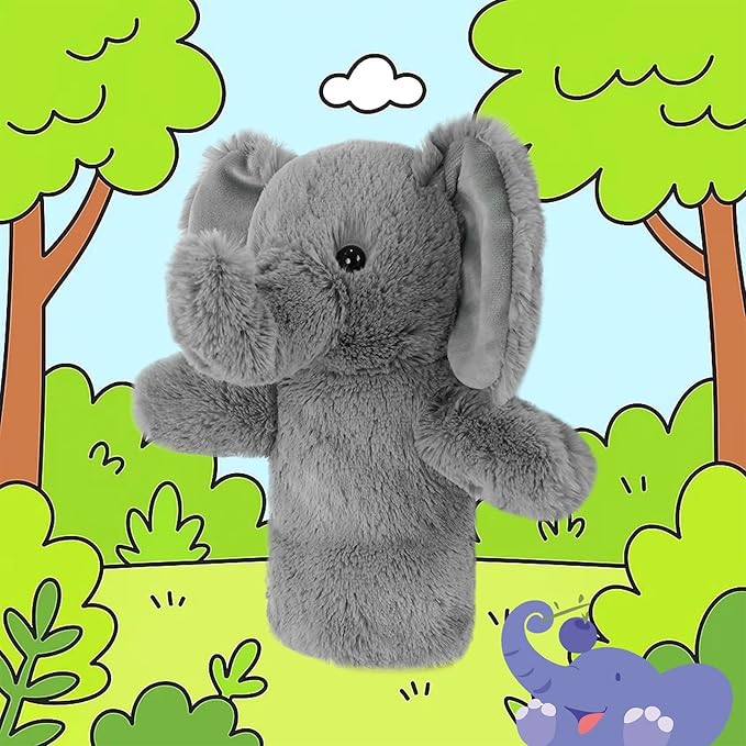 Puppet for Kids Adults Big Ears Plush Animal Educational Sensory Toy Soft Washable Stuffed Storytelling Tool Family Fun Elephant