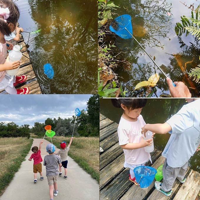 #1 M-jump 3 Pack Colored Telescopic Butterfly Nets - Great for Catching Insects Bugs Fishing - Outdoor Toy for Kids Playing - Extendable from 6.8" to 34"… - Image 6