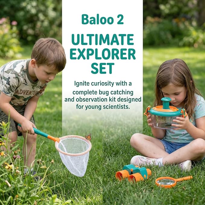 Bug Catcher Kit 13 Pcs - Insect Catching Set with Net, Habitat, Magnifier & Tweezers - STEM Outdoor Toy for Kids Age 3+ (Orange 13 Pcs) - Image 6