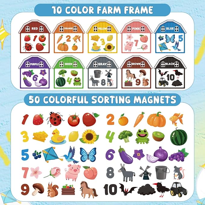 10Pcs Magnetic Color Sorting Cute Farm Animal Fridge Magnets for Toddlers - Image 4