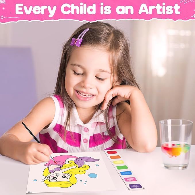 ZIZZ Paint with Water Coloring Books for Toddlers, Princess Watercolor Painting Sets for Kids Ages 3-5 4-8 Years Old, No-Mess Drawing Activity Kit Art Craft Toys Birthday Gifts for Girls Boy