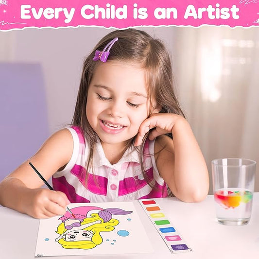 ZIZZ Paint with Water Coloring Books for Toddlers, Princess Watercolor Painting Sets for Kids Ages 3-5 4-8 Years Old, No-Mess Drawing Activity Kit Art Craft Toys Birthday Gifts for Girls Boy