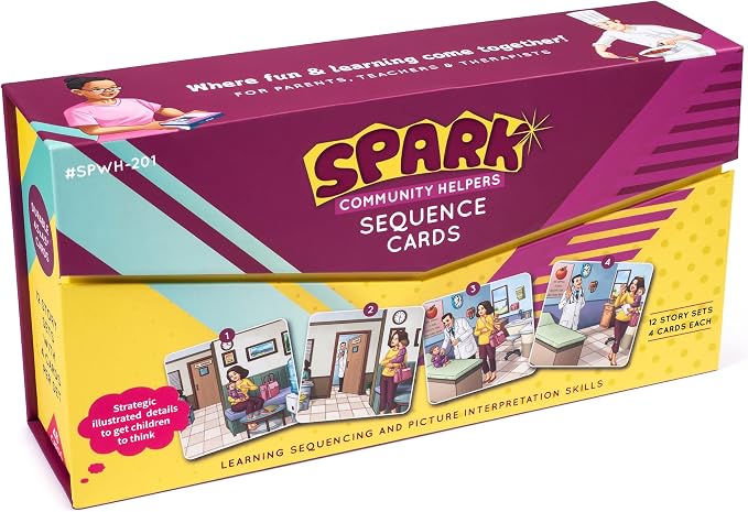 SPARK INNOVATIONS Kids Story Cards Sequence Game Large Storytelling and Sequencing Cards. Community Helper Stories for Sentence Building Educational Picture Card Games - Image 8
