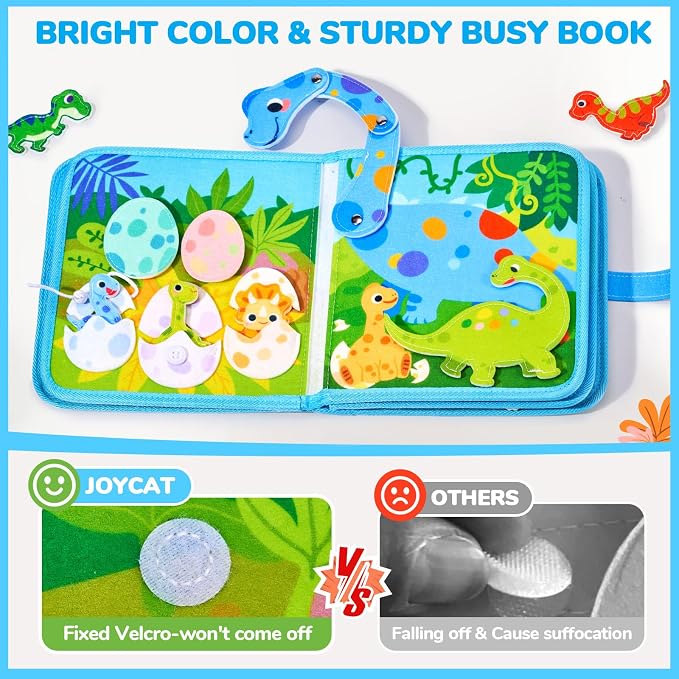 JoyCat Dinosaur Busy Book for Toddlers 3, Montessori Quiet Activity Toy - Image 5