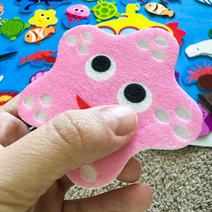 Quokka Ocean Felt Board for Toddlers 61 Pcs - Double-Thick Story Set - Image 8