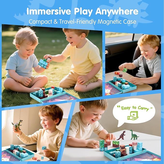 hahaland Mini Magnetic Blocks Travel Set with Magnetic Case for Kids 3-5 - Image 3