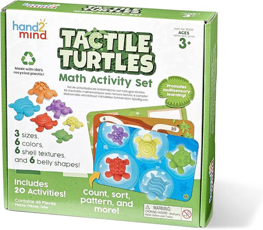 hand2mind Tactile Turtles Math Activity Set, Toddler Numbers and Counting, Math Counters for Kids, Color Sorting Toys, Sensory Turtle Game, Preschool Learning Activities, Montessori Math Materials by hand2mind