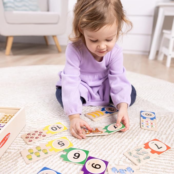 Melissa & Doug Self-Correcting Wooden Number Puzzles with Storage Box (40 pcs) - Image 6