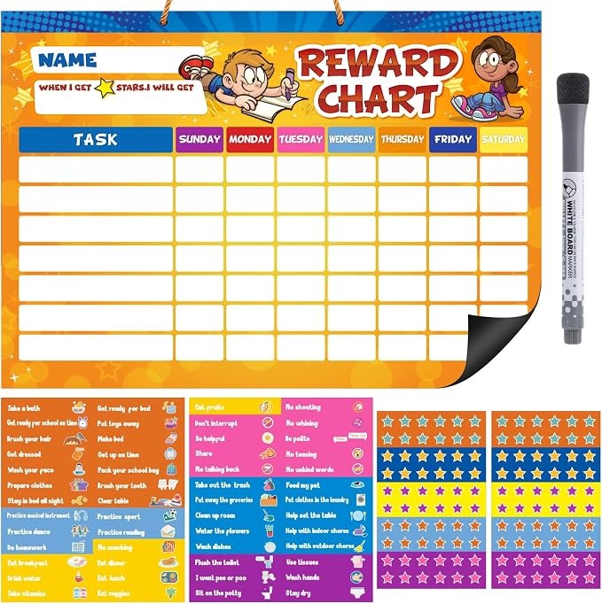 Thboxes 52 Chore Reward Chart for Kids, Cartoon Magnetic Behaviour Board by Thboxes