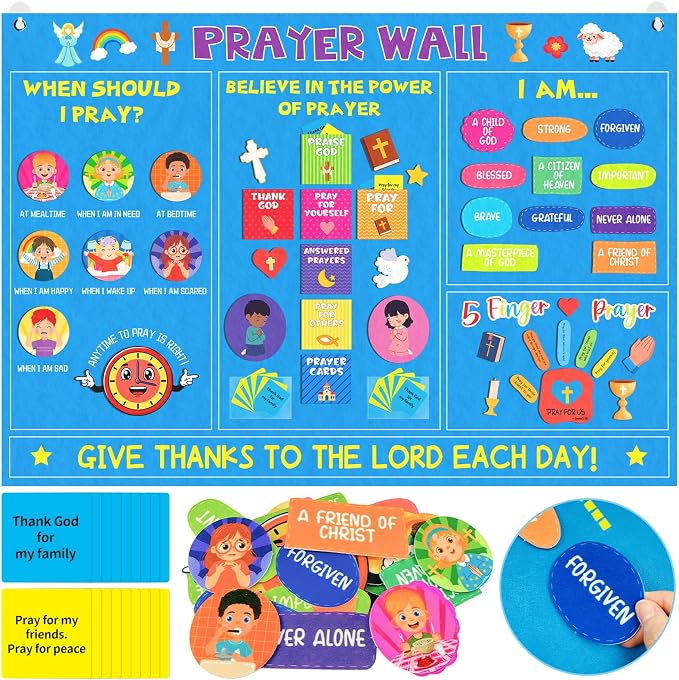 Cinrobiye Christian Prayer Wall Felt Board Kit, Bible Prayer Bulletin Board with Prayer Request Cards, Reusable Church Prayer Wall Decorations for Bible Study, Worship, Prayer Room Home Decor by Cinrobiye