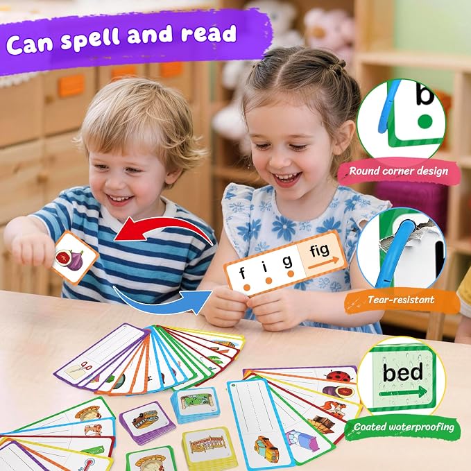 Phonics Flash Cards for Kids, CVC Word Games to Learn to Speak and Spell - Image 6