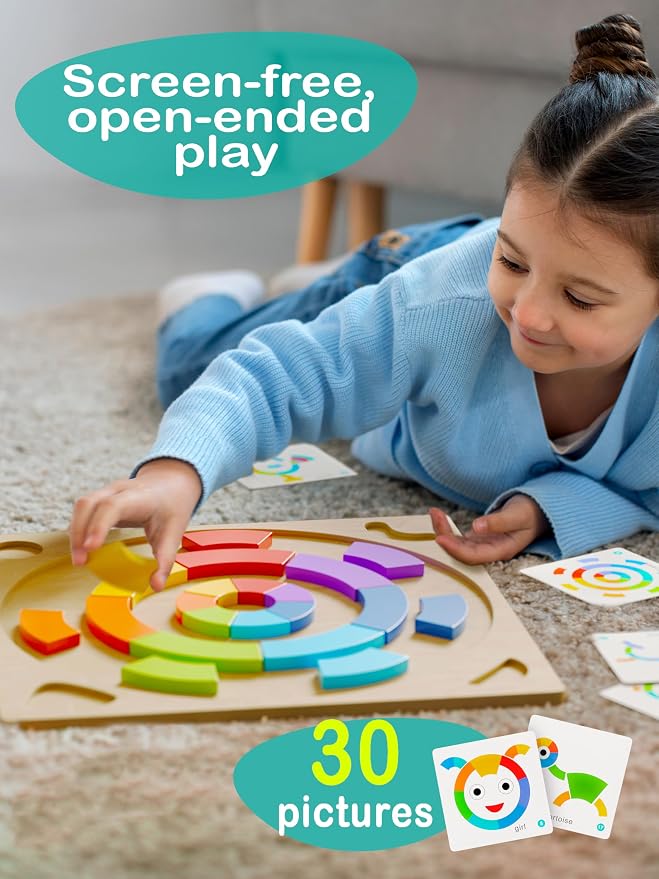 Montessori toys Wooden Pattern Blocks Tangrams for Kids 3-5 Years Old XL - Image 6
