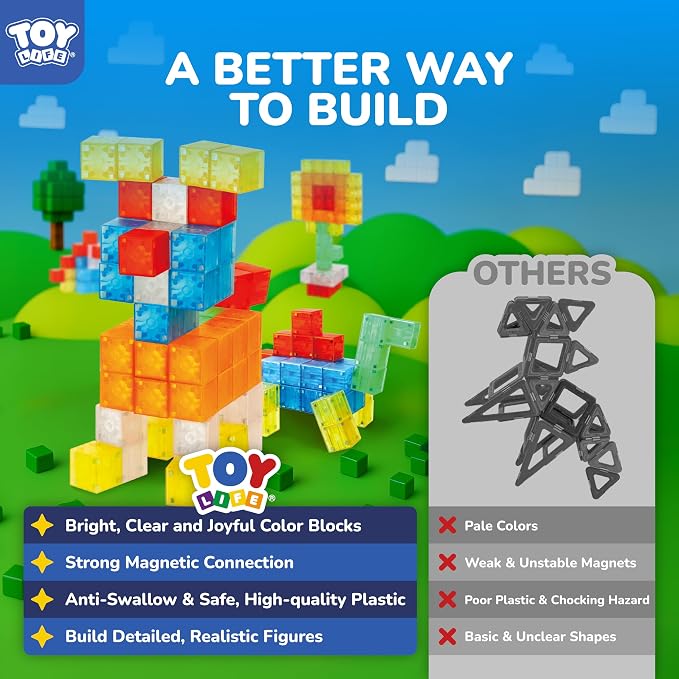 TOY Life Translucent Magnetic Blocks, 36-Piece STEM Set, Ages 3-8 - Image 4