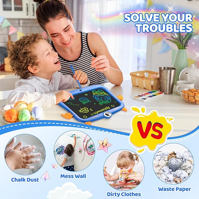 LCD Writing Tablet for Kids, 8.5 inch Doodle Board Drawing Pad, Little Monster Toys for Kids, Travel Toys for 3 4 5 6 7 8 Year Old Boys Girls Birthday Christmas Gifts (Blue)