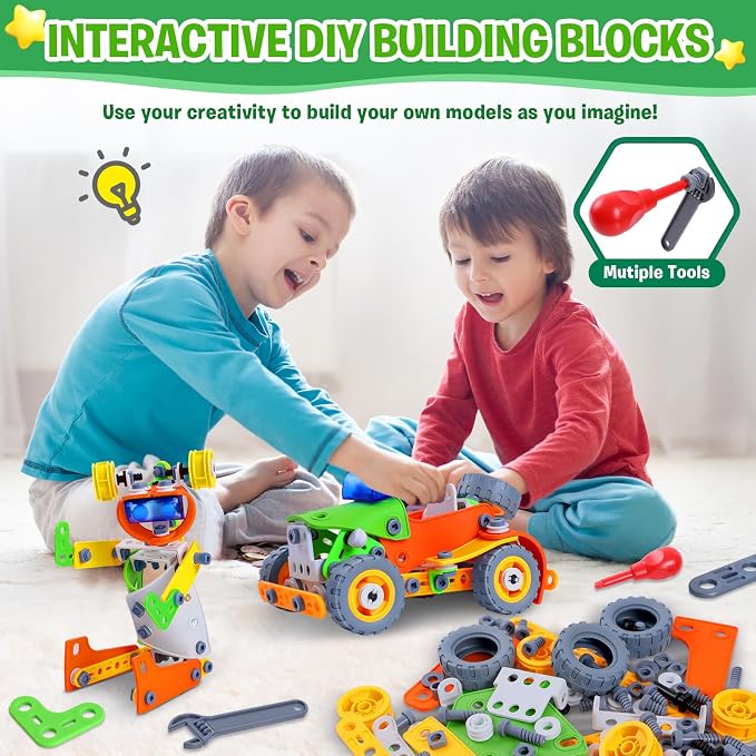 164 PCS Building Toys for Kids Ages 4-8 8-12, Educational STEM Activities, Erector Set Building Blocks, Construction Creative Games for Boys and Girls - Image 4