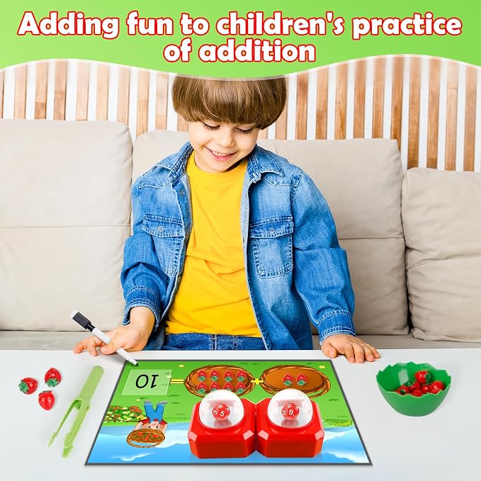 Kasfalci Math Board Games for Kids with Dice Poppers,Math Manipulatives,Dice Games,Addition Subtraction Games,Math Counters,Counting Toys,Fine Motor Toys,Kindergarten Classroom Homeschool Supplies - Image 2