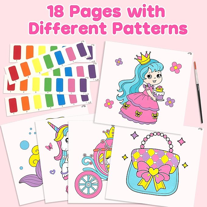 ZIZZ Paint with Water Coloring Books for Toddlers, Princess Watercolor Painting Sets for Kids Ages 3-5 4-8 Years Old, No-Mess Drawing Activity Kit Art Craft Toys Birthday Gifts for Girls Boy