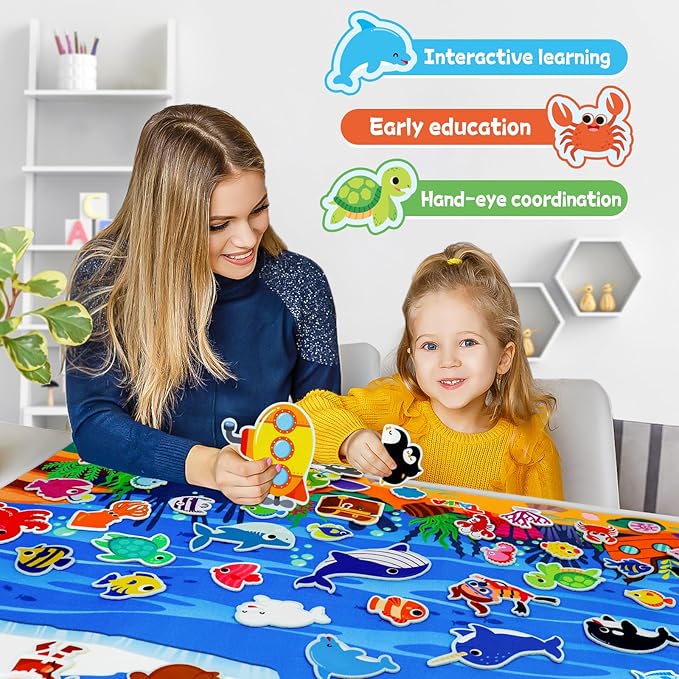 Taika 70Pcs Ocean Creatures Felt Story Board Set, 43x28inches Flannel Board - Image 5