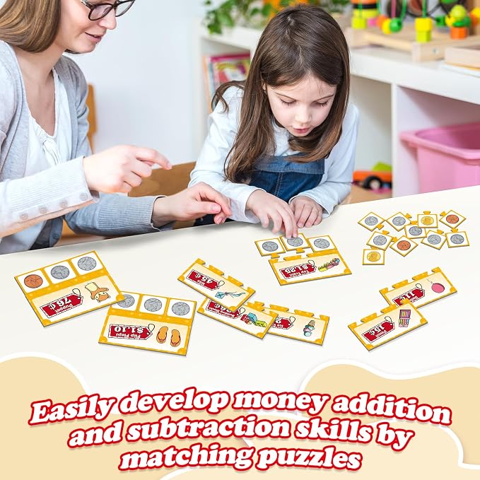 Kasfalci 140 PCS Money for Kids for Learning, Back to School Supplies,Math Manipulatives, Learning & Education Toys for Classroom, Pretend Play, Teacher and Homeschool Supplies - Image 4