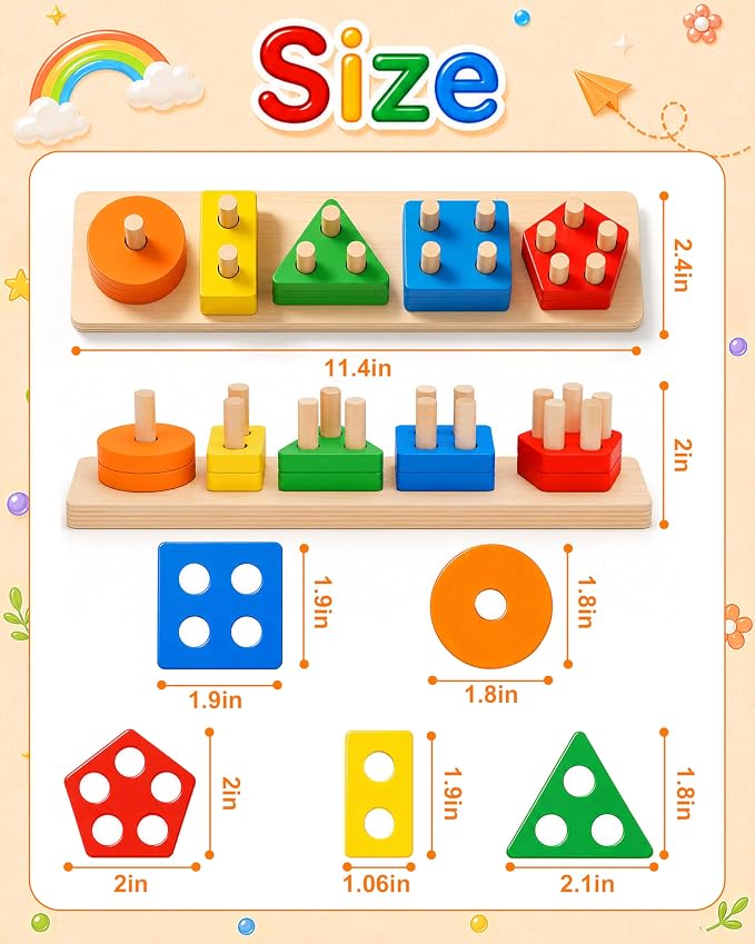 Montessori Toys for 1 2 3 Year Old Boys Girls Toddlers, Wooden Toys Gifts - Image 6