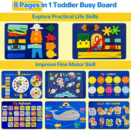 Montessori Busy Board,Busy Book Travel Toy Gifts for Toddler Boy Girl 1-3 - Image 2
